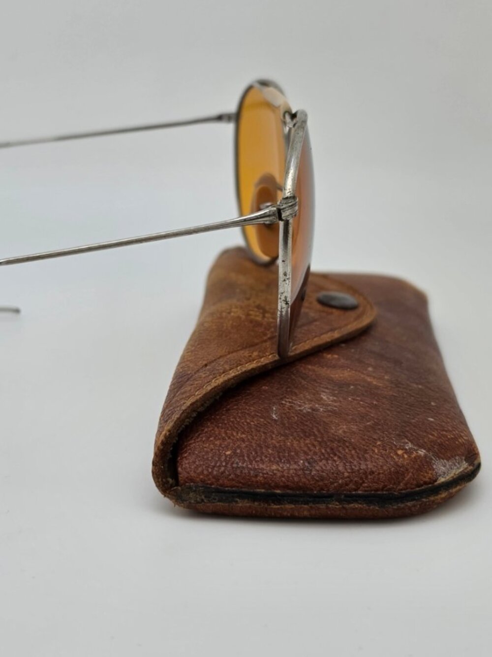 American Optical Type G-1 AAF Nickel Frame Noviole Amber WWII Aviator Sunglasses - Picture 9 of 16
